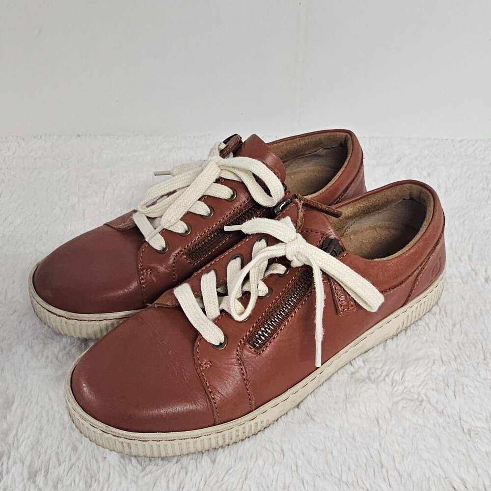Vintage Born Tamara Sneakers Brown Zip Leather Retro Y2K Grunge Gorp Punk 8.5